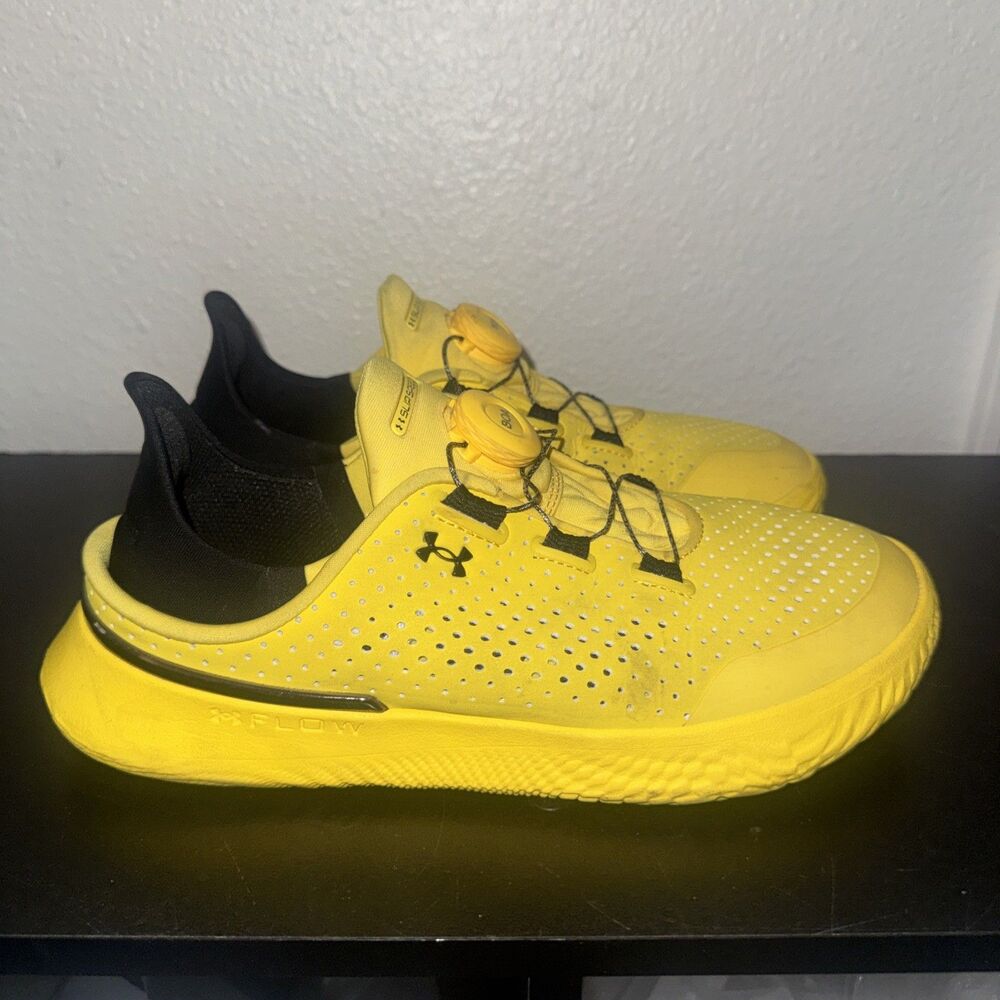 Under Armour Flow SlipSpeed Training Shoes Black Taxi Yellow Sneaker Women 7